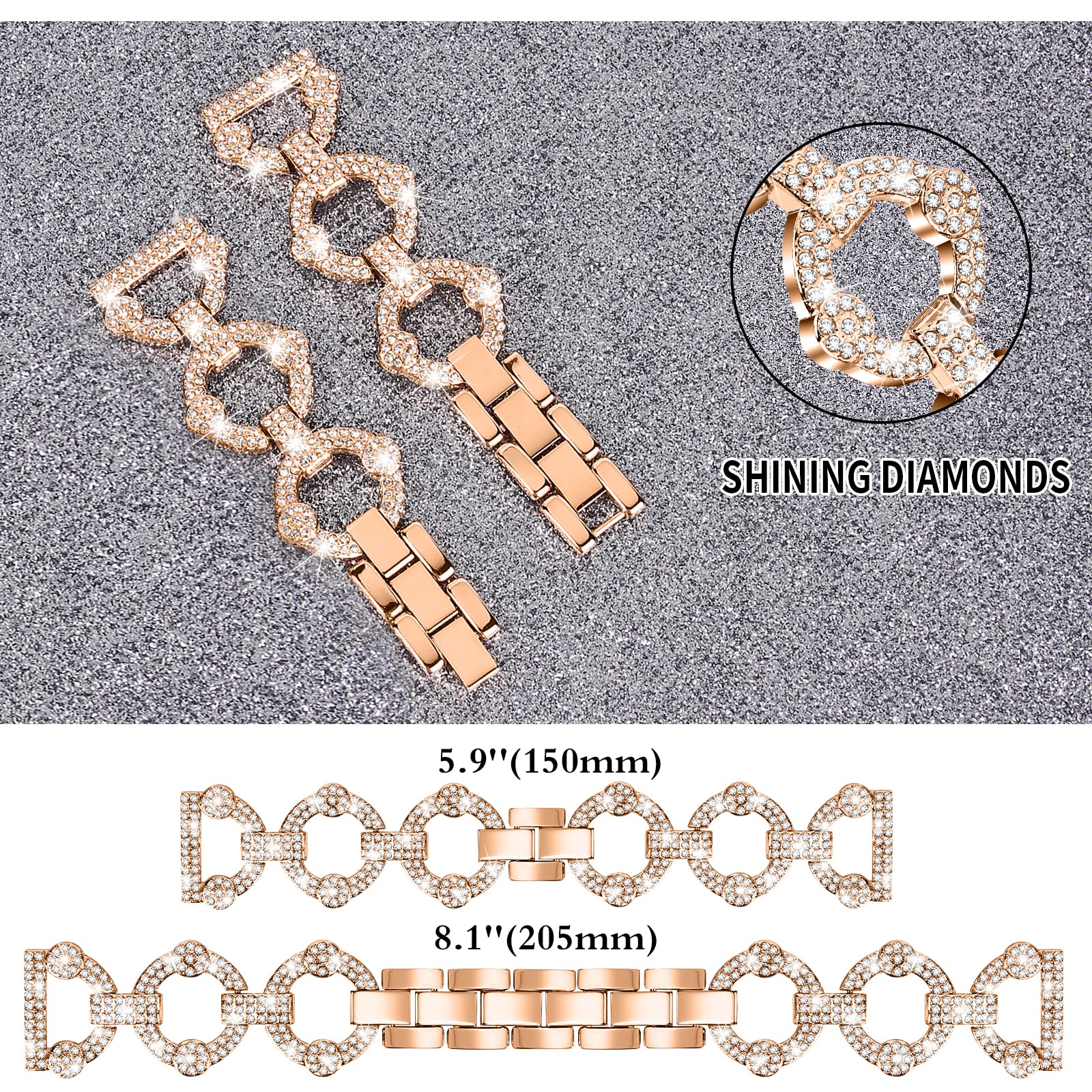 For Samsung Galaxy Watch 5 Active 40mm 44mm Watch 5 Pro 45mm Galaxy Watch 42mm Watch Band Rhinestone Decoration Metal Watch Strap 20mm Replacement Watchband For Samsung Galaxy Watch 5 Active 40mm 44mm Watch 5 Pro 45mm Galaxy Watch 42mm Watch Band Rhinestone Decoration Metal Watch Strap 20mm Replacement Watchband